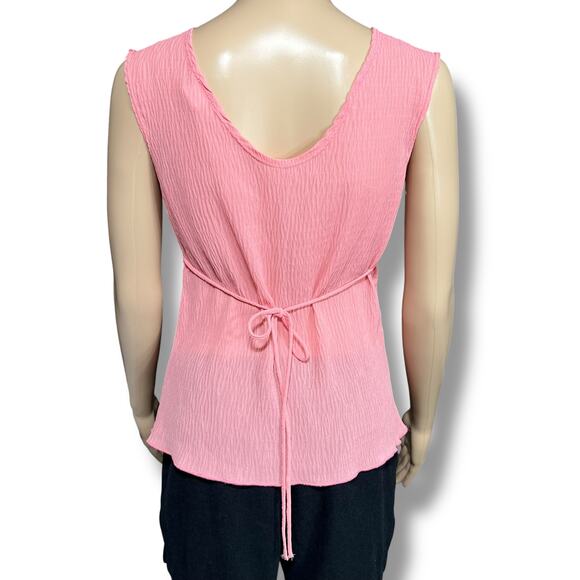 Uno Core Womens Blouse Top Sleeveless Pullover Sequin Nearly Sheer Pink Medium - Picture 4 of 10